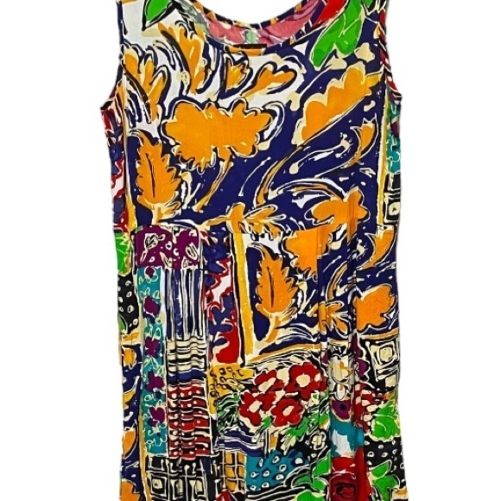 Jam’s World Vintage bold floral bright abstract garden vibrant tank dress - Picture 7 of 7